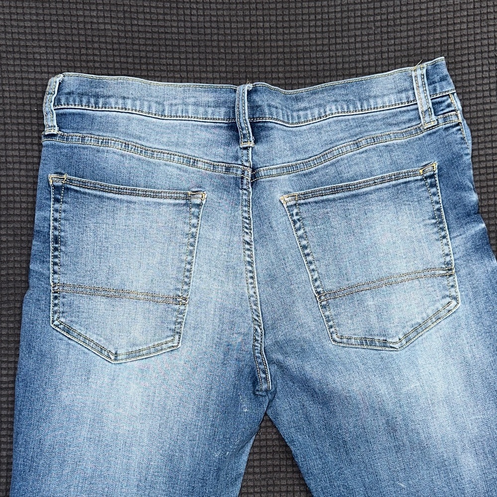 Arizona Jean Co Mens Skinny Distressed Patch Stretch Jeans Blue Size 36x32 Denim - Picture 4 of 5